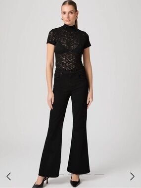 NWT PAIGE Black Marlow skimmer Flare Jeans for Women